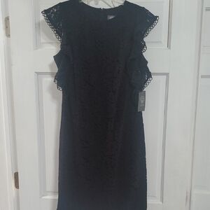 Vince Camuto Black Sleeveless Sheath Dress Midi